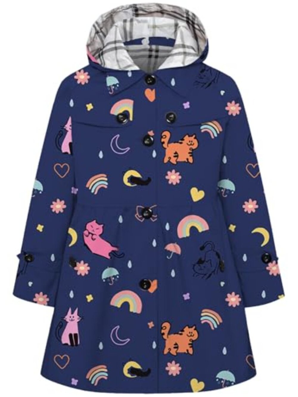 Girls Hooded Rain Jacket Waterproof Lightweight Trench Coat Windbreaker